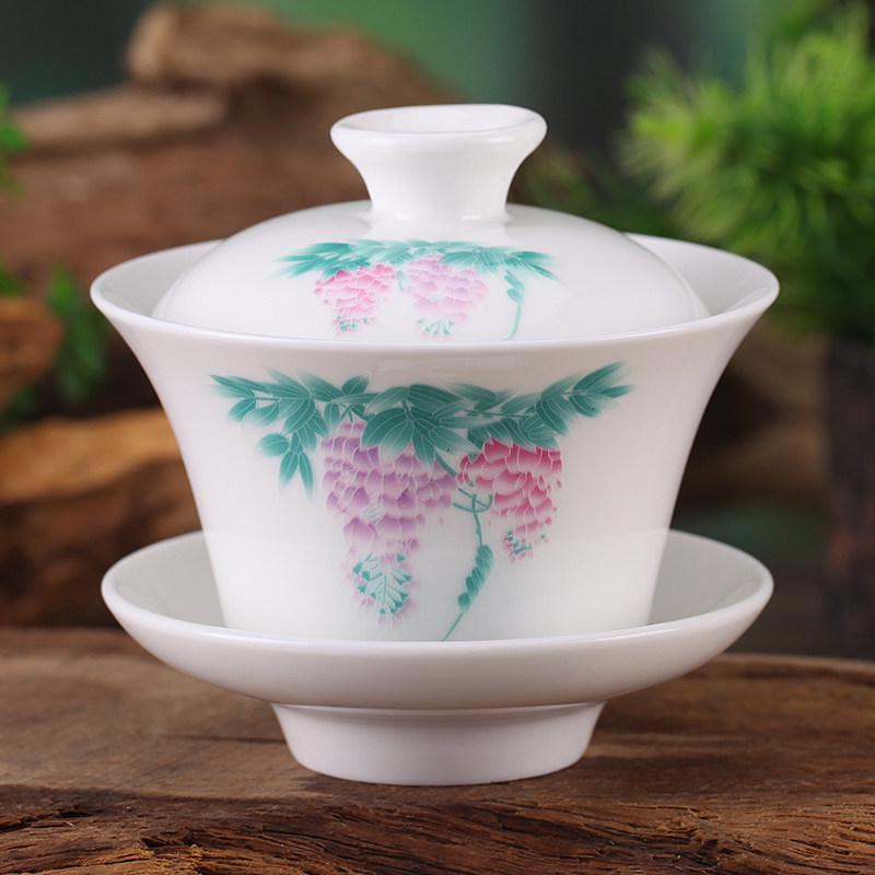 Gaiwan Teacup Set: Blue and White Ceramic with Lid, 120ml Capacity