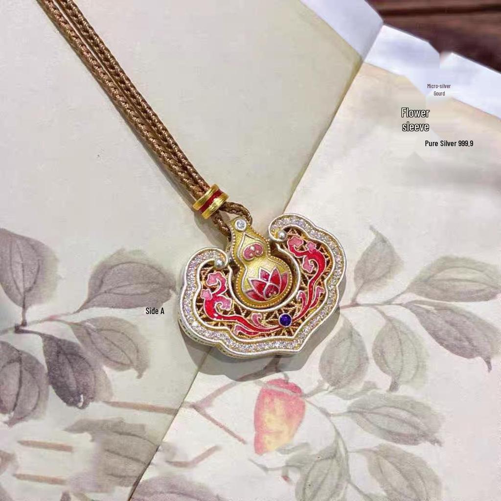 Live Broadcast Chinese Cloisonné Phoenix Ruyi Lock Pendant Necklace