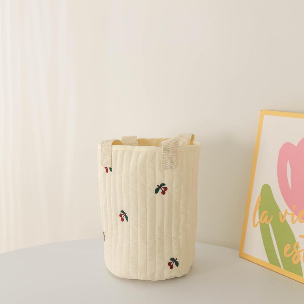 Korea 2024 Floral Embroidered Stroller & Diaper Bag - Cotton Storage for Outings