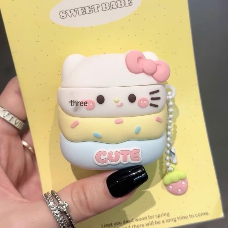 Cute Cartoon Hamburger & Hello Kitty Silicone Case for AirPods