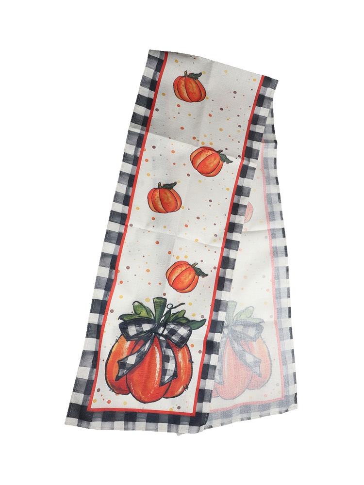 13*72IN Pumpkin Maple Leaf Print Table Runner Tablecloth Kitchen Table Décor