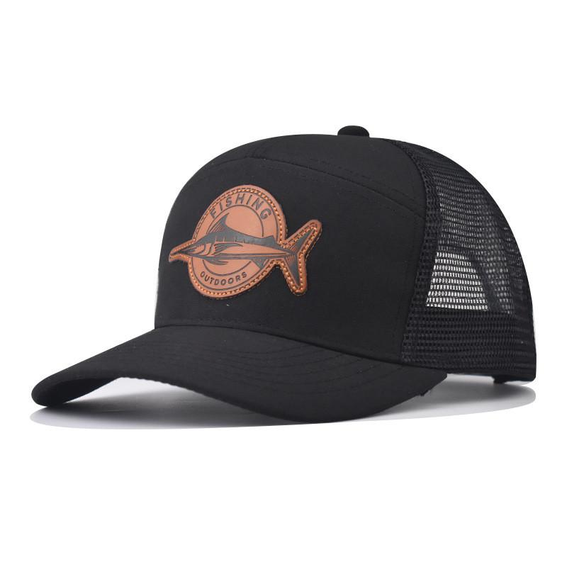 Fish Pattern Outdoor Adjustable Cotton Baseball Cap With Waterwashed Finish For Adults чёрный