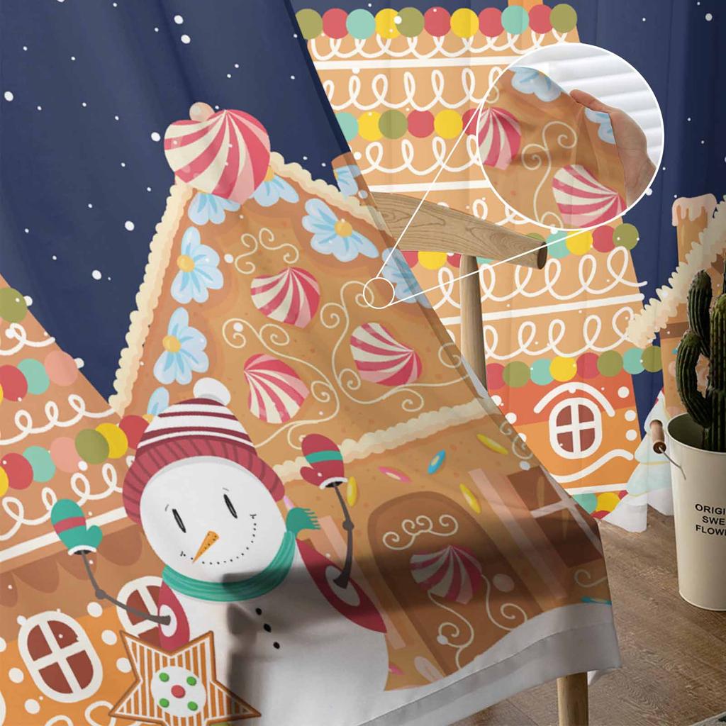 Christmas Candy, Winter Gingerbread Curtains For Living Room Bedroom Home Decoration Window Voile Tulle Curtain Drapes