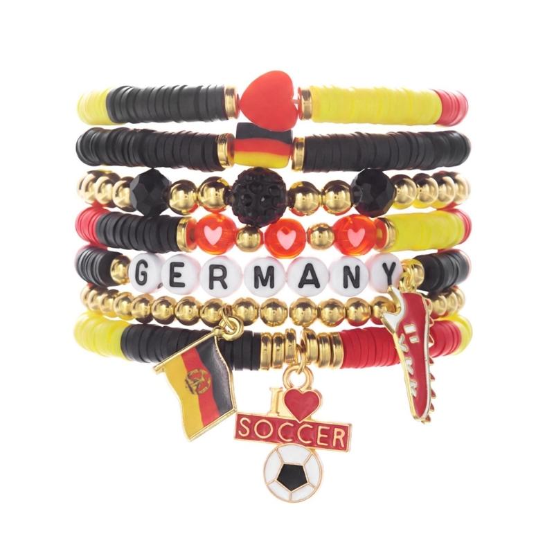 Soccer Themed Bracelets With Football Charm For Women And Men Elastic Adjustable Wristbands For Fan
