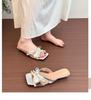 2026 New Designer Summer Butterfly-knot Lace Women Slippers Casual Thick Low Heel Dress Street Style Slides