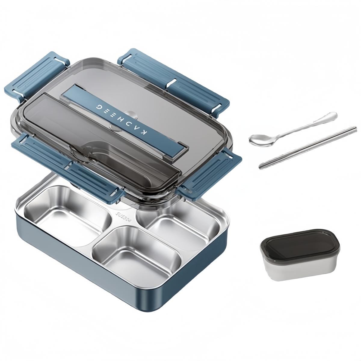 1 Set Lunch Box Four Compartment With 250ml Soup Container With A Lid Food Container With Lids And Utensils Tableware Parts синий 2560₽