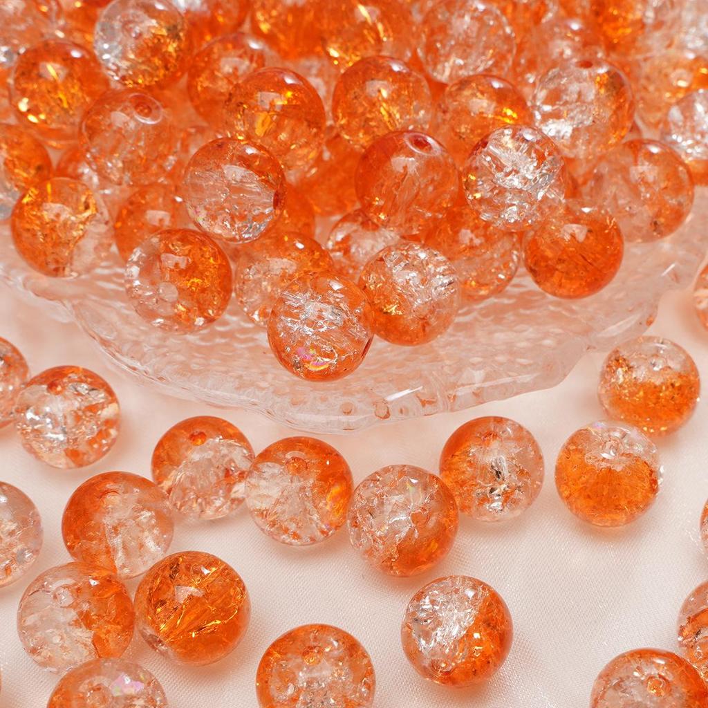 8/10mm Crackle Glass Beads for DIY Jewelry - Round Beads for Bracelets & Necklaces