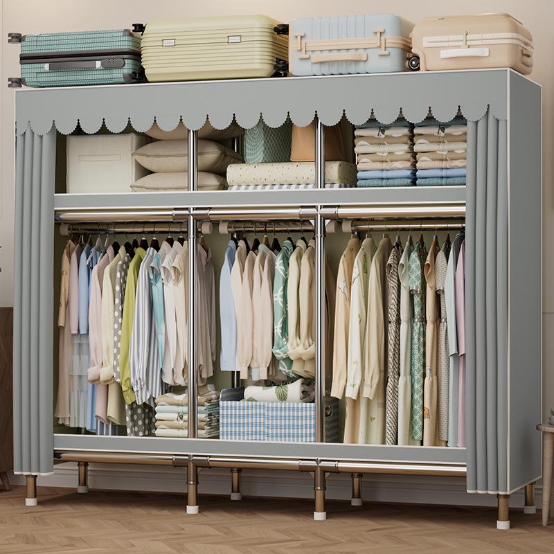 Sturdy Reinforced Steel Frame Fabric Wardrobe for Home & Bedroom Use