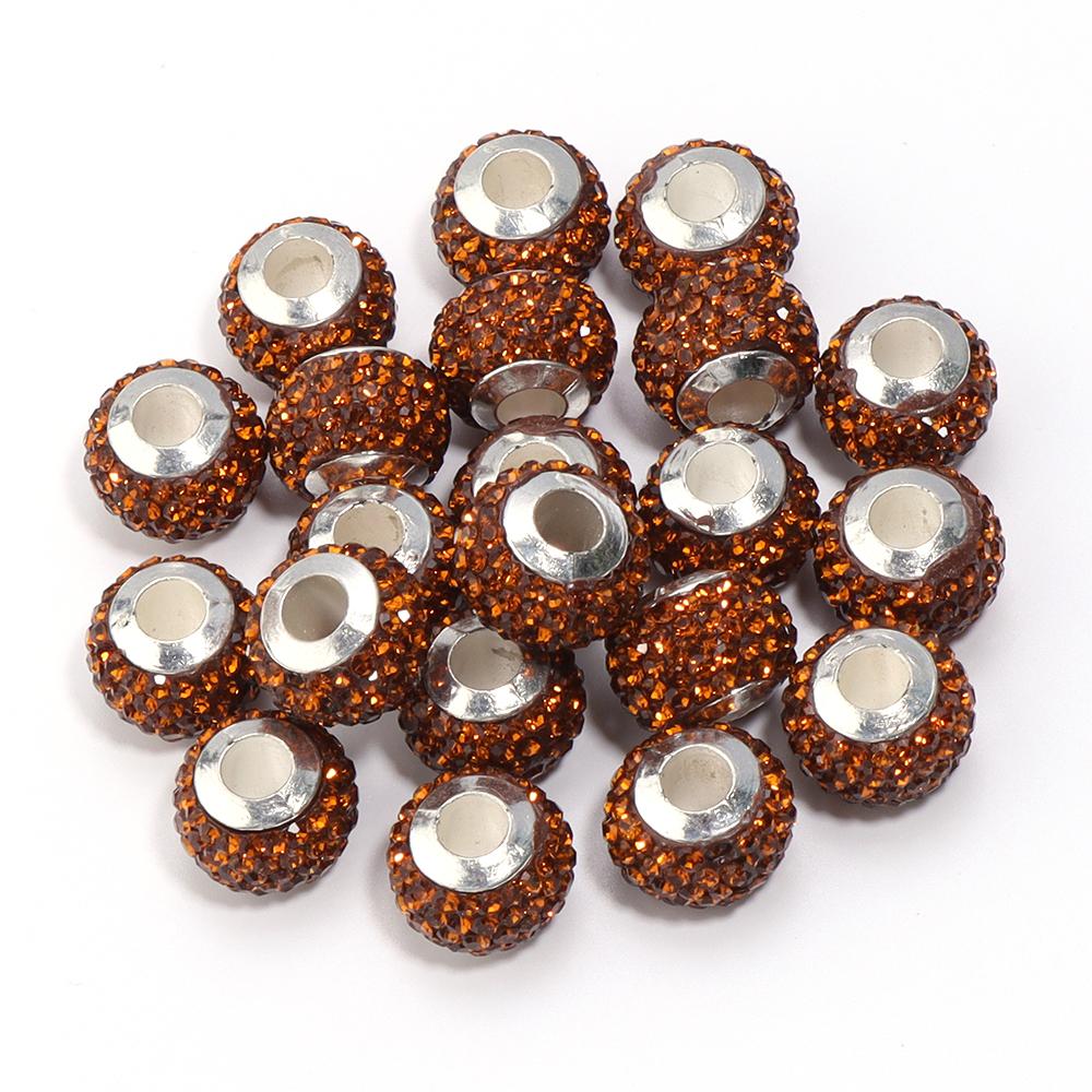10Pcs/Lot Rhinestone Crystal Shambhala Ball Beads Colorful Polymer Clay Beads Big Hole Loose Spacer Beads For Jewelry Making