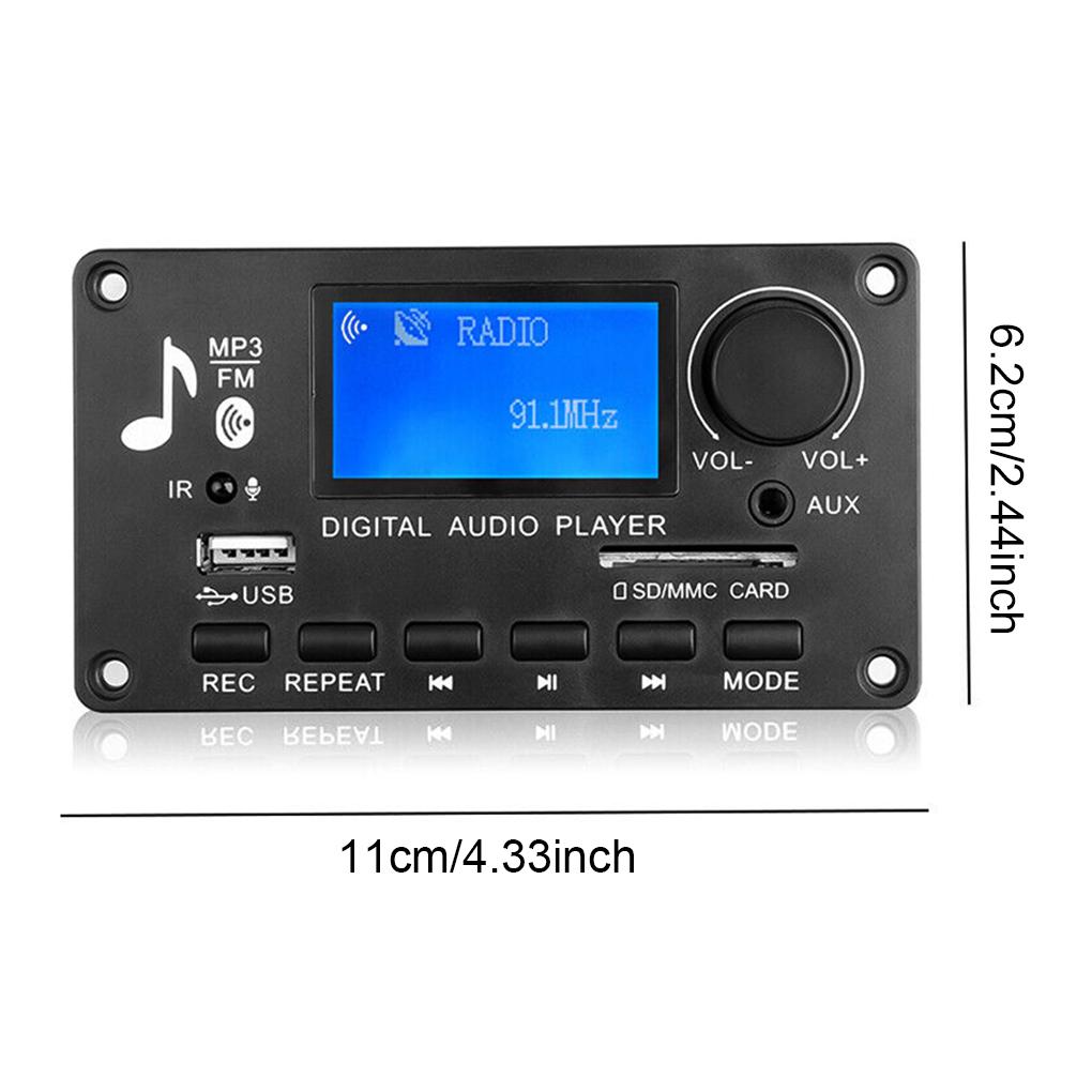 MP3 WAV Decoder Amplifier MP3 Player Bluetooth 5.0 Decoder Board Car FM Radio Module Support TF USB AUX 3.5 WAV Call Recording