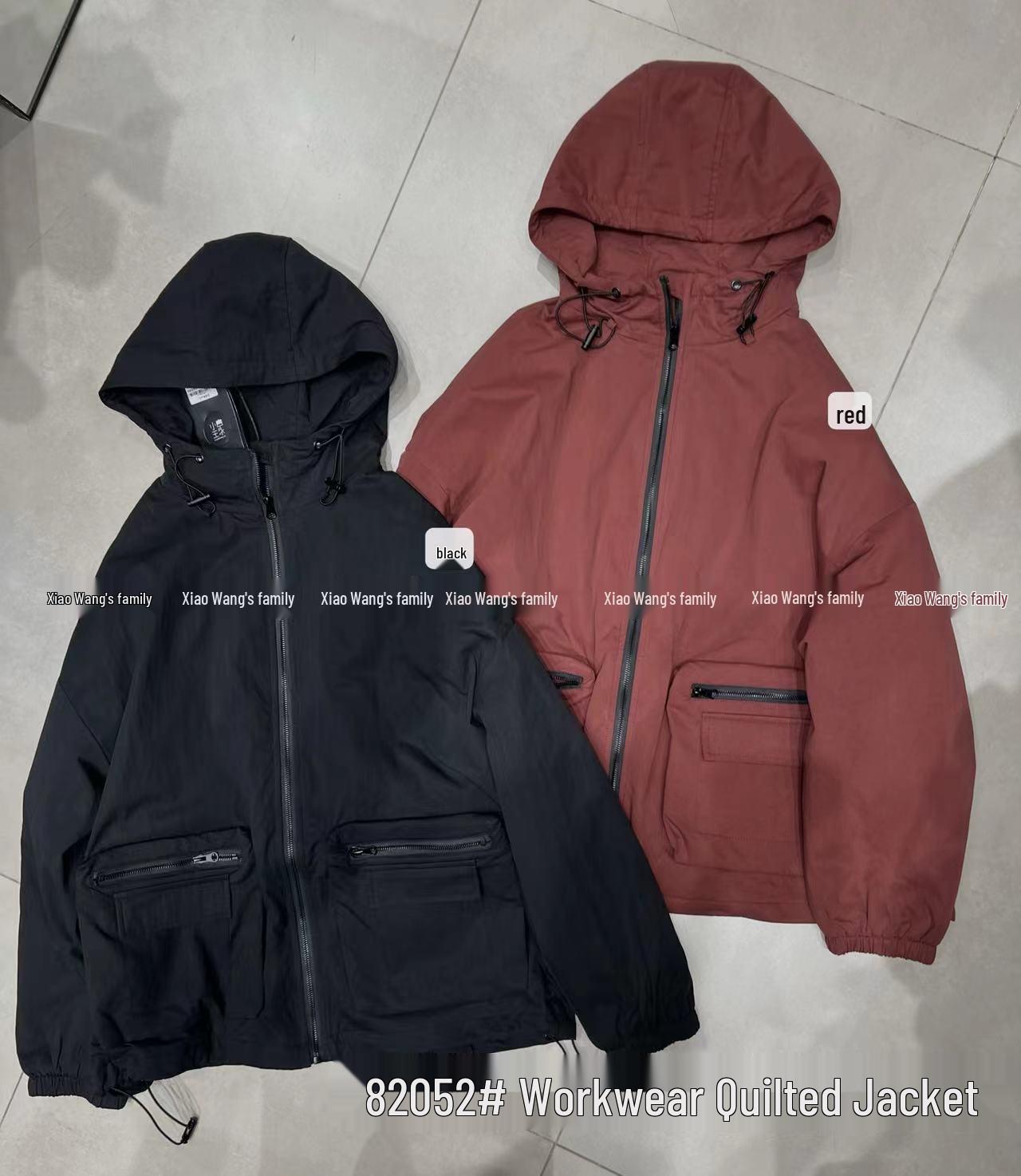 

Хлопковая куртка с капюшоном в корейском стиле кэжуал от Сяо Вана 82052 большого размера One Size красный