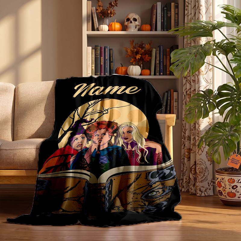 Hocus Pocus Custom Flannel Blankets Soft Warm Cozy Throws for Home Decor Holiday Gifts