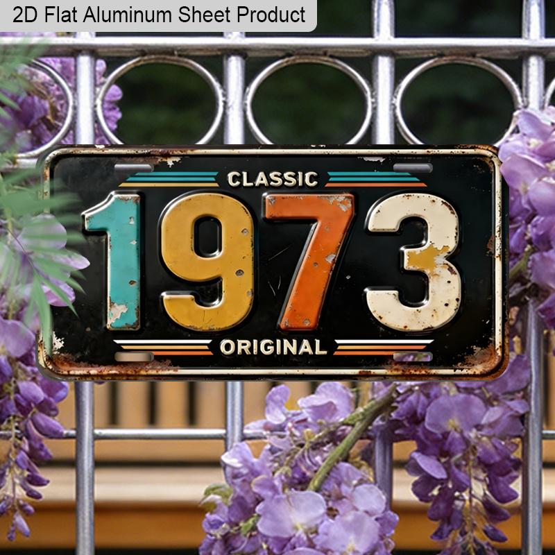 2D Flat 1pc Vintage Metal Aluminum Sign Decoration | Classic 1973 Original, 12'' × 6'' Retro Sign, Outdoor Plaque & Wall Art for Living Room, Man