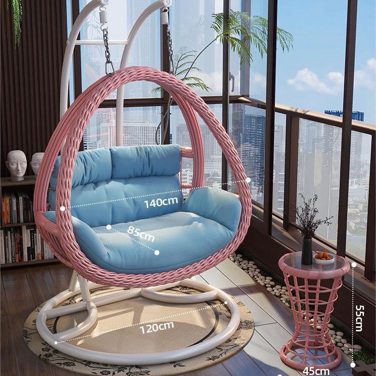 Indoor/Outdoor Rattan Hanging Basket Chair: Rocking Double Swing & Lazy Hammock