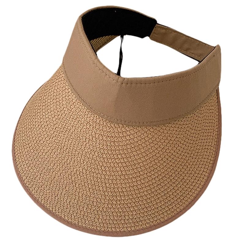 Mode Leerer Zylinder Sommer Strohhut Breite Krempe Strand Sonnenschutzhut Pferdeschwanz Kappe für Outdoor-Aktivitäten Camping Laufen