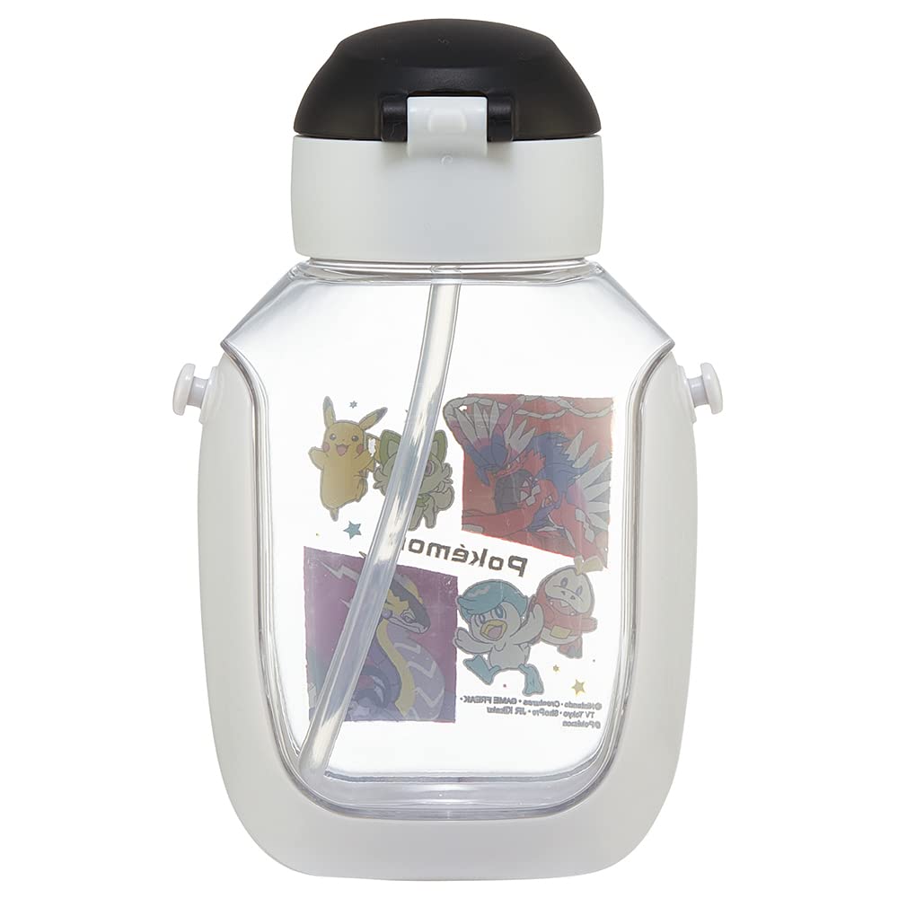 Bouteille d'eau Skater 530ml 23N pour Enfants PDSH6DX-A Pokémon avec Paille, Ouverture à Pression Unique,