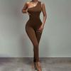 Women's Summer Slant Shoulder Slim Fit Casual Sports Jumpsuit