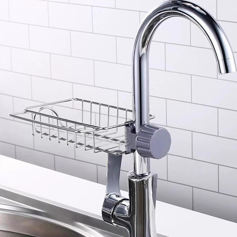 Faucet Rack Kitchen Stainless Steel Sink Storage Rack Household Sponge Rag Dishcloth Drain Rack Hanging Basket