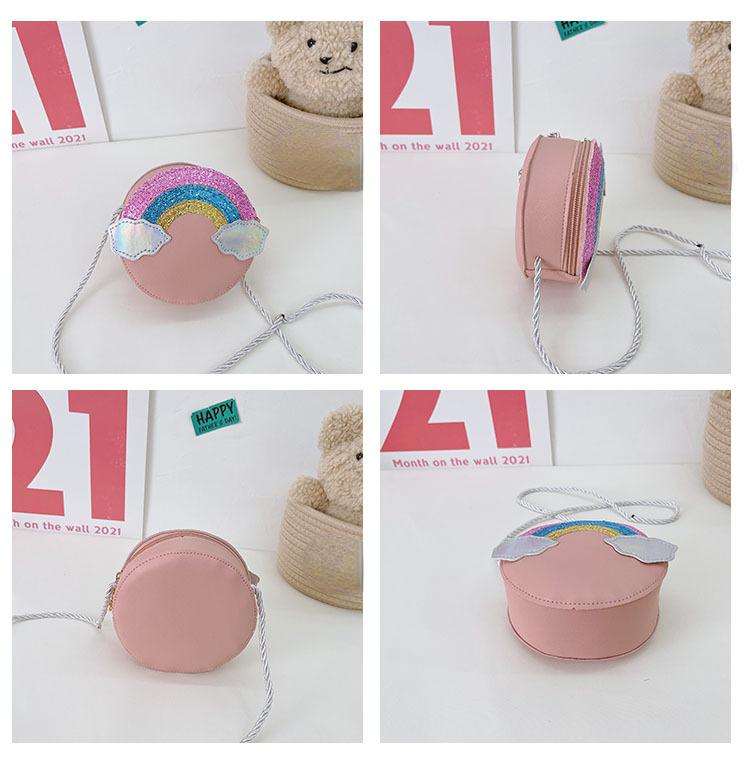 Lovely Baby Girls' Rainbow Coin Purse Fashion Children Round Crossbody Bags Cute Princess Small Handbag Accessories Shoulder Bag