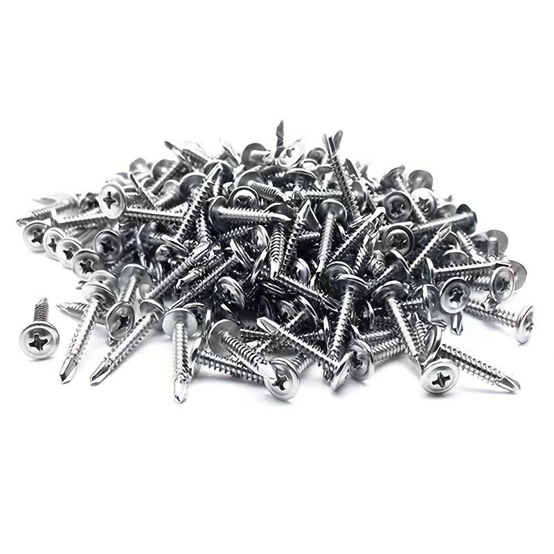 30pcs of 410 Stainless Steel Large Flat Head Self-Drilling Screws, Cross Large Flat Head Drill Iron Dovetail Screws, Available In Three Lengths: 1.3cm