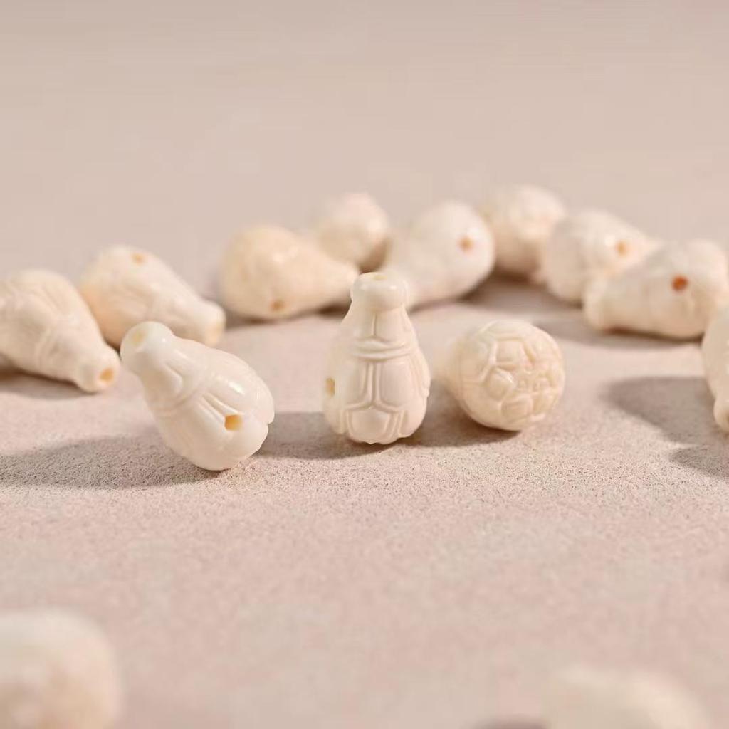 Mammoth Ivory Lotus Buddha Beads: Translucent Wenwan Bracelet Accessories
