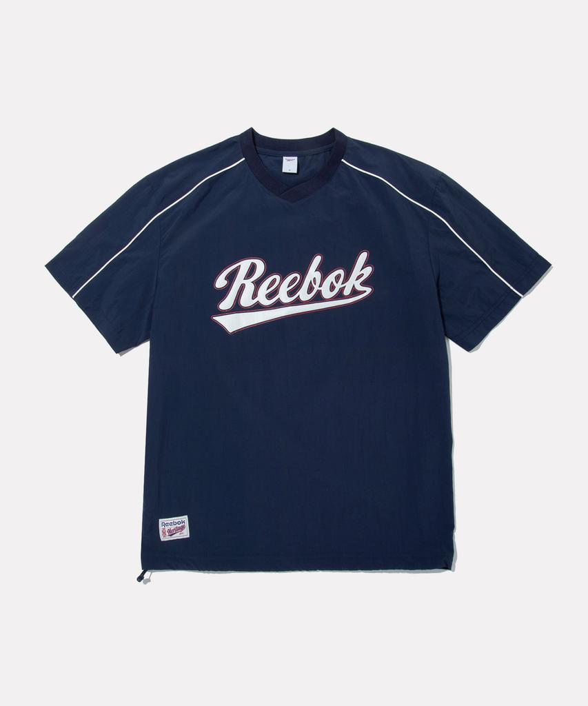 Reebok New Basic Lettering Short Sleeve Piste - Navy
