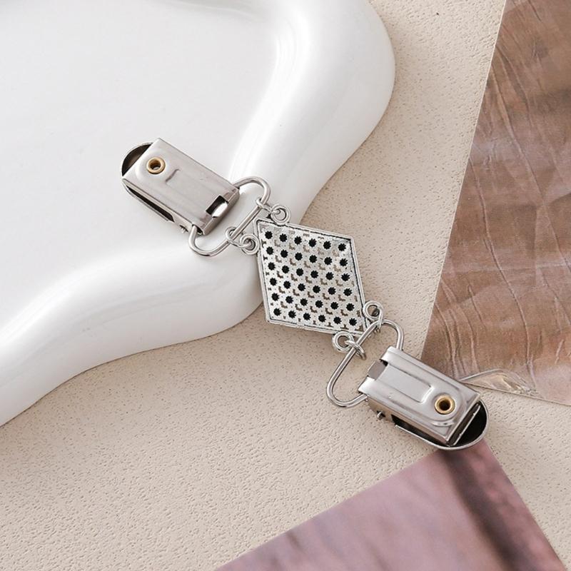 Floral Sweater Clip for Cardigans and Shawls, Vintage Silver Tone Collar Clasp With Paired Spring Closures for Scarves Dresses and Open Front Styling