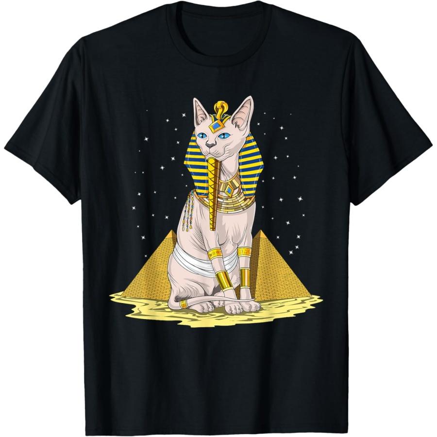 

Сфинкс Бесшерстная кошка Египетская богиня-фараон Пирамиды Футболка для мужчин женщин детей XXXXXL чёрный