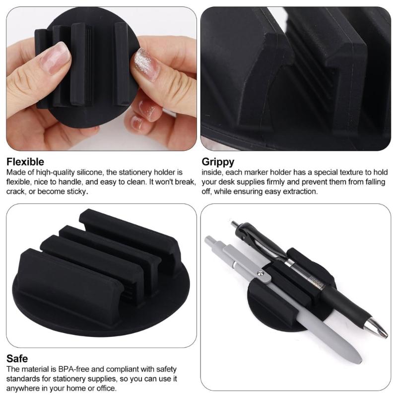 4/8 Set Durable Silicone Pen Holder Handy Writing Tool Storage Holder Convenient Silicone Pen Organizer for Students