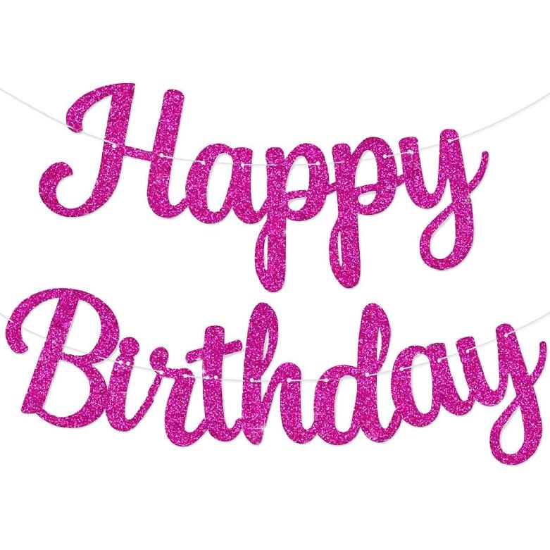 Happy Birthday Banner Pre-strung No DIY Glitter Birthday Party Banner Sign Wall Decor Door Banners for Men Women Boys Girls Party Backdrop