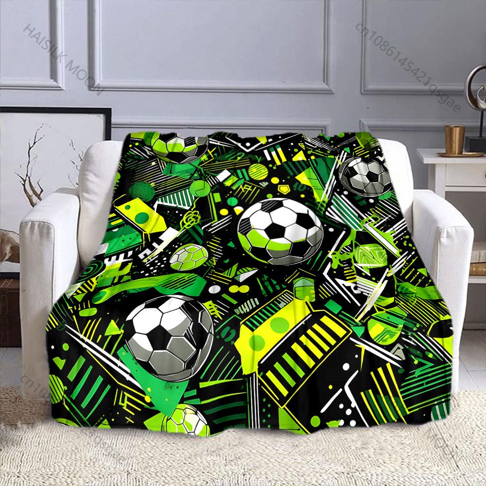 1PC Football Sports Art Blanket Warm Soft Luxury Gifts for Children Adults Suitable for Home Bed Sofa Travel Camping RV