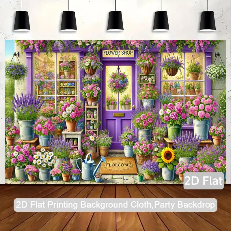 2D Plane 1 Piece Flower Shop 2D Background Cloth for Party Indoor and Outdoor Holiday Party Birthday Decoration Items