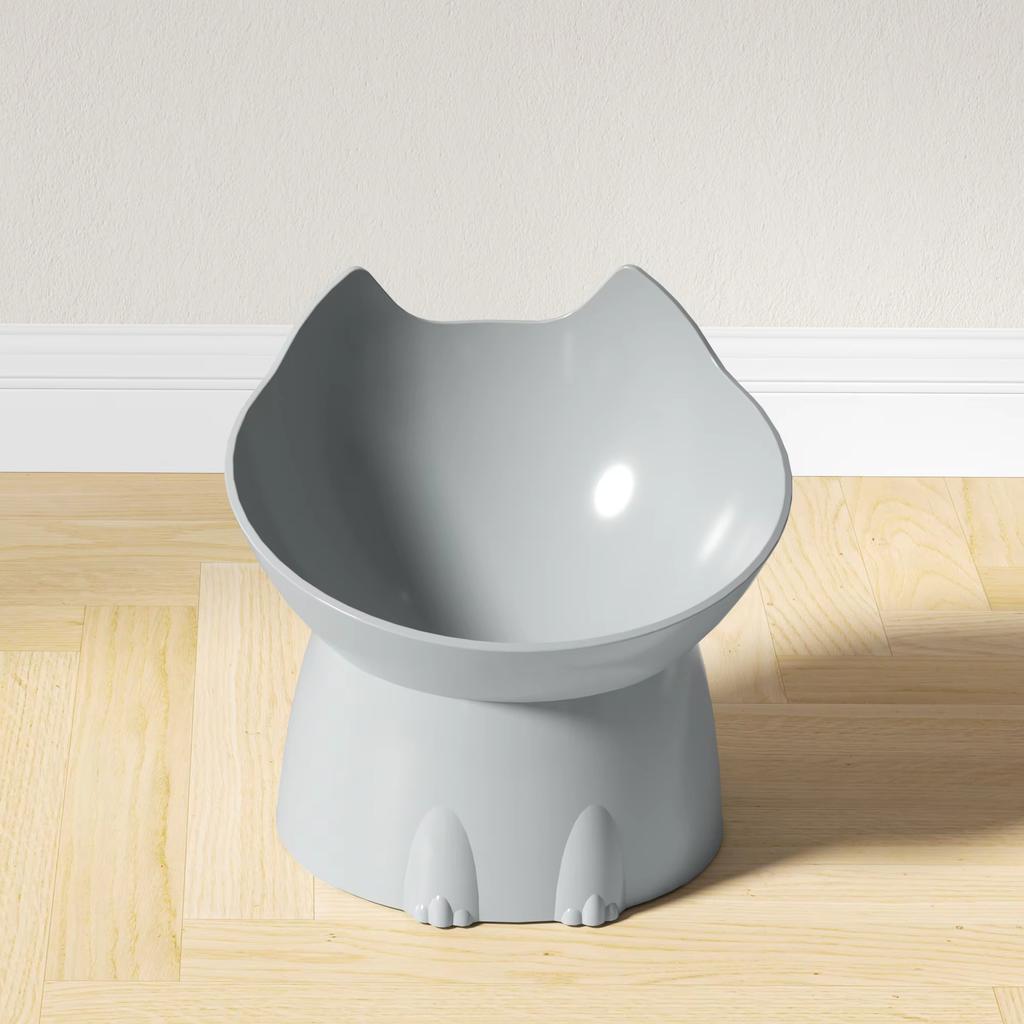 Pet Elevated Cat Bowl anti-overturning Plastic Raised Elevated Cat Dog Bowl Feeding Dish With Tilted Edge Neck Protection
