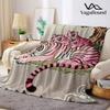 Embroidery Pink Tiger Printed Blanket Suitable for Sofas Beds Offices Travel Camping Chairs Warm Plush Blanket