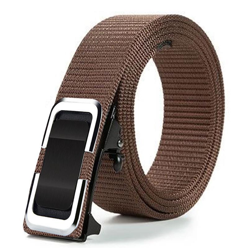 Men'S Toothless Automatic Buckle Woven Canvas Belt Belt Casual Nylon Tactical Pants Belt Military Training Outdoor Belt