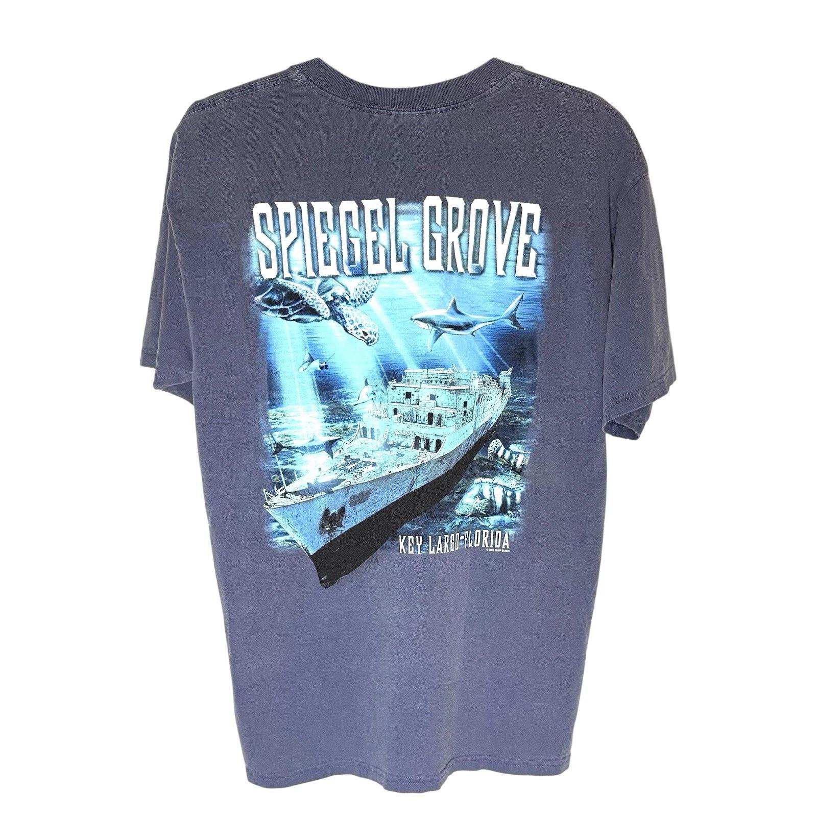 USS Spiegel Grove Graphic T-Shirt Key Largo Florida Vacation Ocean Divers Large 3XL