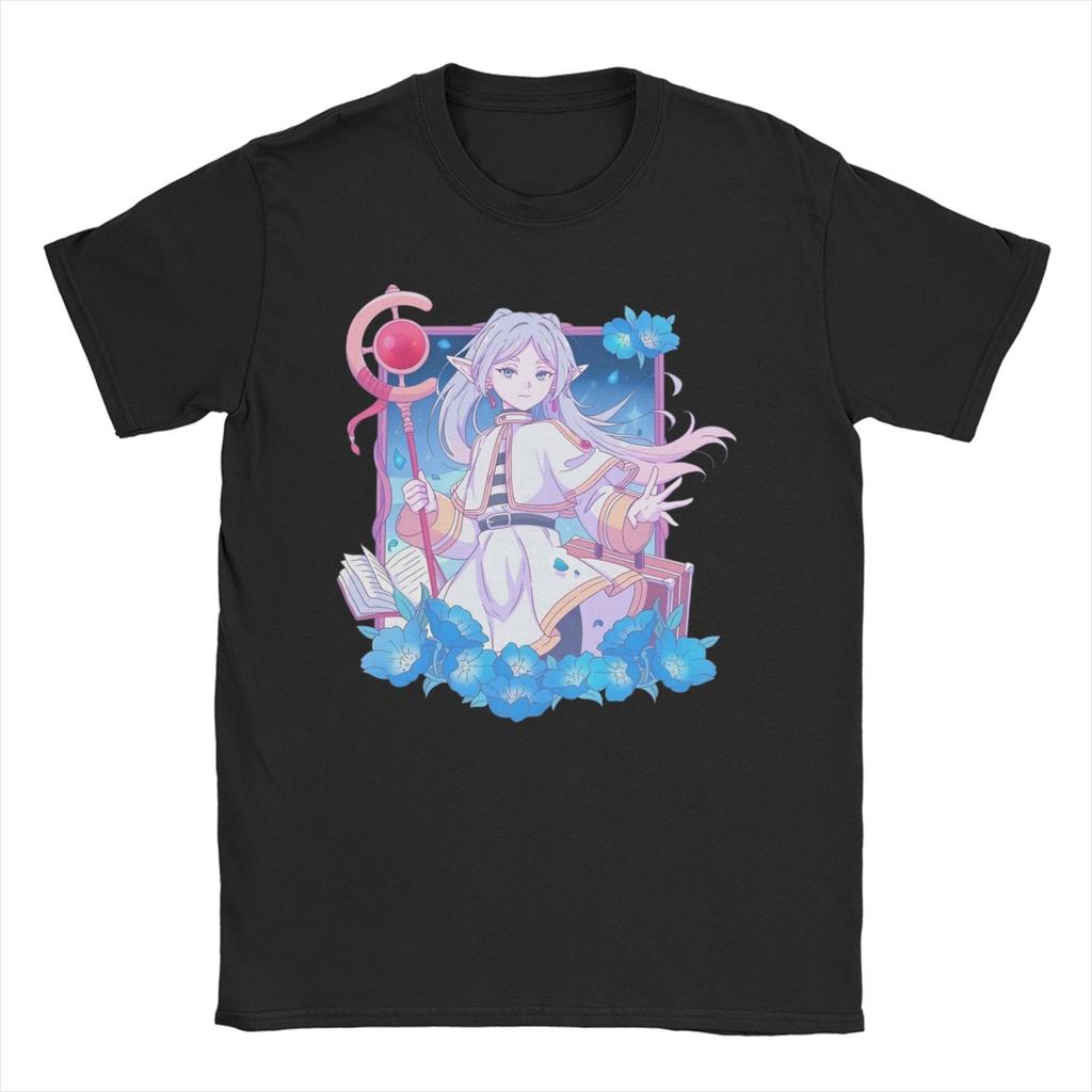 Frieren T Shirt for Unisex Women 100% Cotton Humorous T-Shirt Round Collar  Tees Short Sleeve Clothes 4XL 5XL 6XL