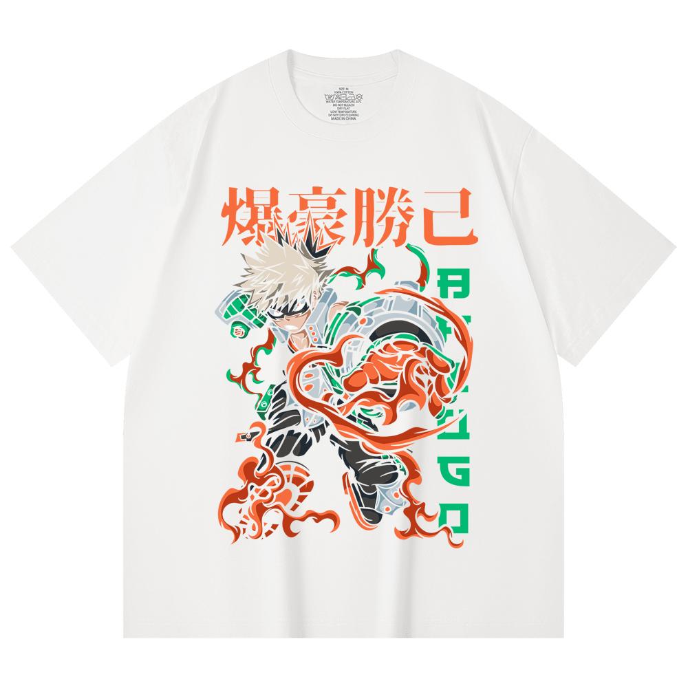 230 Gsm 100% Cotton My Hero Academia V14 Bakugo Print Unisex Heavy Cotton T Shirt