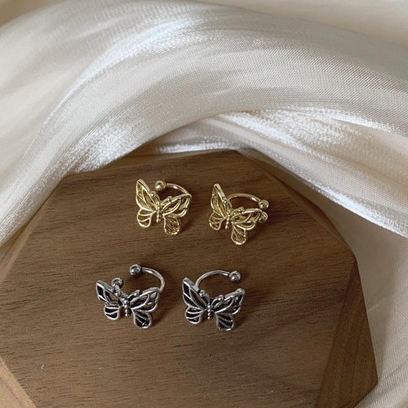 New Fashion Vintage Metal Hollow Butterfly Ear Clips For Women Girls Cute No Piercing Fake Cartilage Ear Jewelry Trendy Brincos