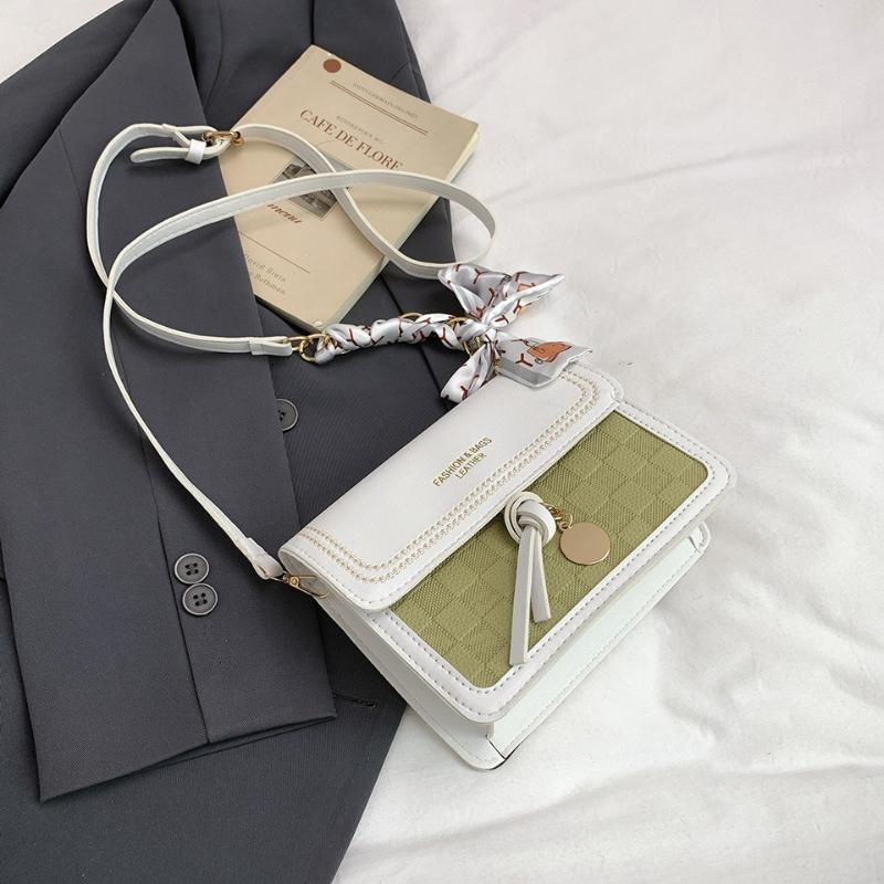 1Pc Popular Foreign Style Cream Small Square Bag New Fashion Niche Design Silk Scarf Shoulder Bag Fresh and Sweet Oblique Span Bag Women