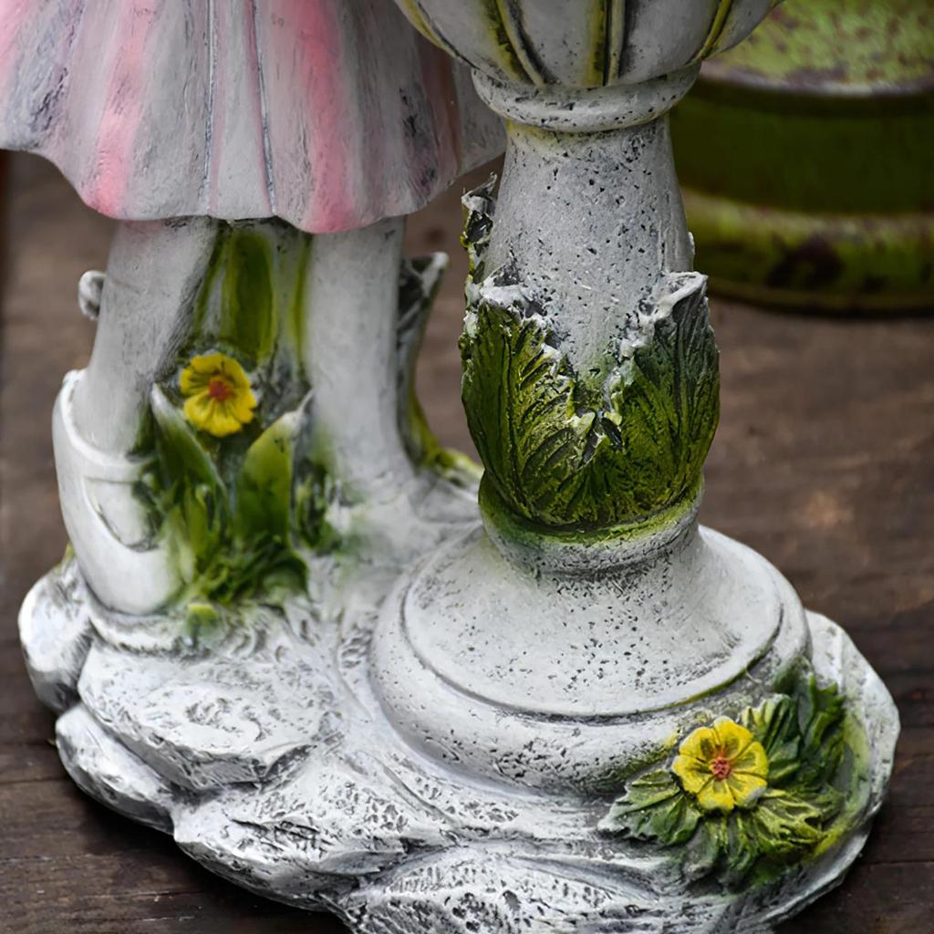 Flower Fairy Statue Solar Light Ornament Outdoor Courtyard Garden Decoration Resin Angel Figure Sculpture Micro Landscape Decor