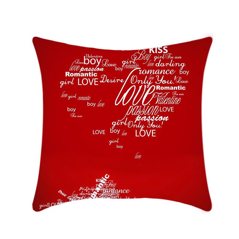 New Valentine's Day Pillow Linen Short Plush Car Pillow Red Love Pillow Cover Bed Cushion