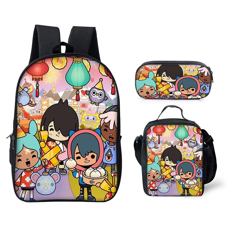 Toca Life World Cartoon-Aufdruck Kinder Schulrucksack-Set Mit Verstellbaren Luftpolster-Trägern Klassen 3-4