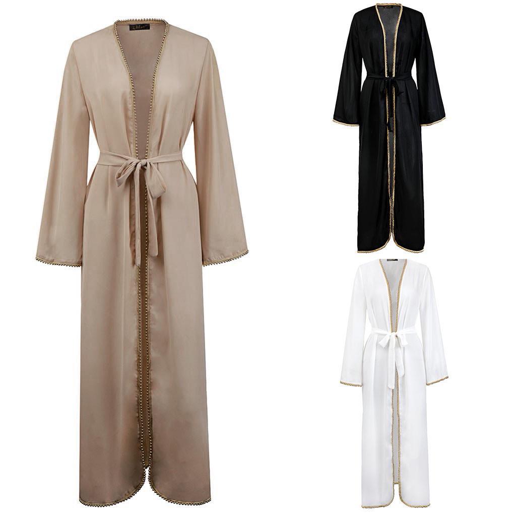 

Women Winter Street Long Sleeve Solid Bandage Belt Loose Cardigan Long Coat