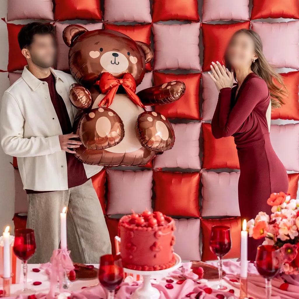 1pc3D Cute Cartoon Embracing Bear Aluminum Film Balloon for Birthday Party, Valentine's Day, Bridal Gift Party, Wedding, Shower