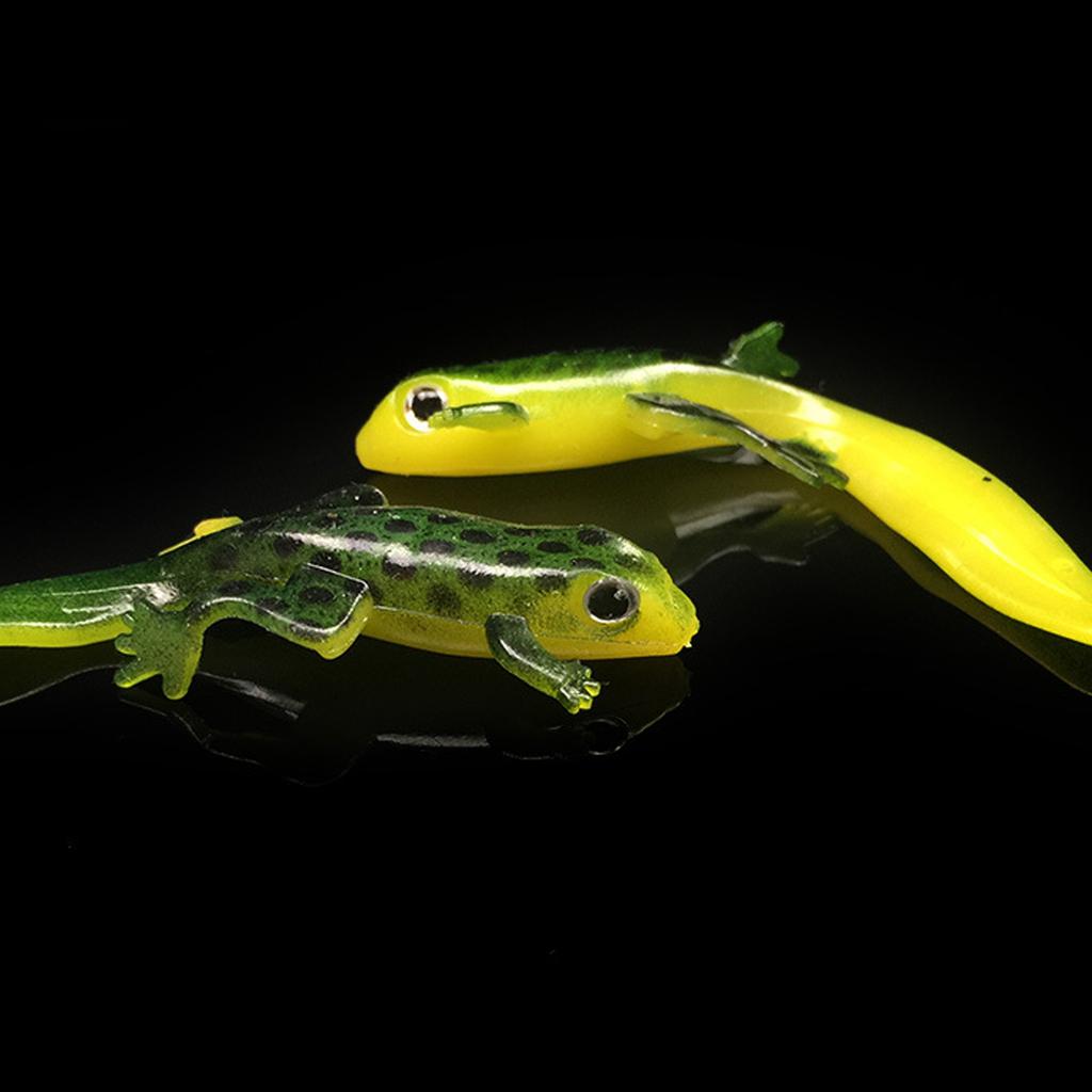 5pcs Simulated Giant Salamander Floating Lures Green Lizard Silicone Bait Swimbait Artificial Bait Fishing Accessories