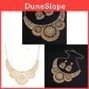 Ethnischer Stil Schmuck Halskette und Ohrring Set Mit Hohlblumenmuster Metallisches Finish Für Damen und Herren