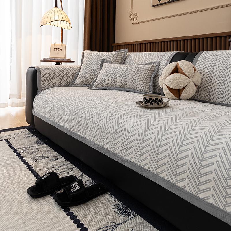 

Chenier Sofa Cushion Is Universal In All Seasons New Light Luxury High-End Straight Row Cushion Cloth Non-Slip Striped Seat Cushion 70*70cm