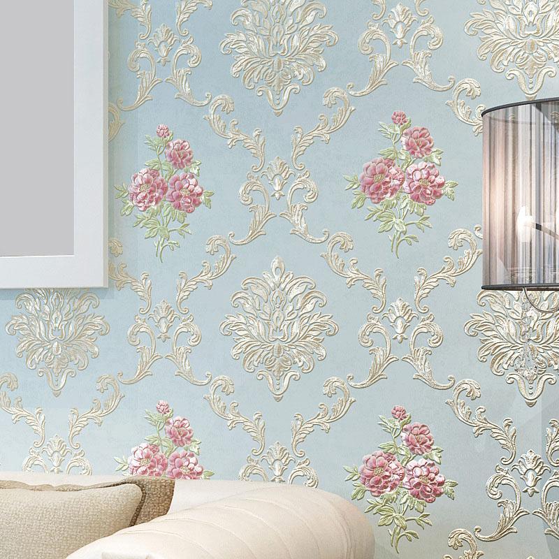 1PC 3D Embossed Bedroom Living Room Pastoral Style Home Decoration Non Woven Fabric Wall Sticker