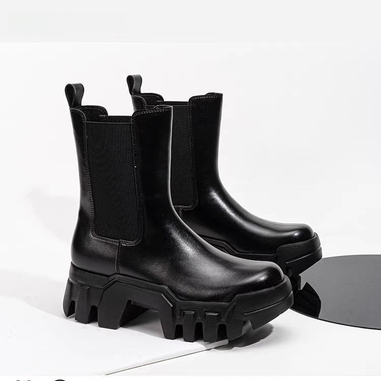 Trendy Chelsea Men's Boots High Top Male Punk Sle Leather Boots Man 8cm Heightened Digger Boots for Men